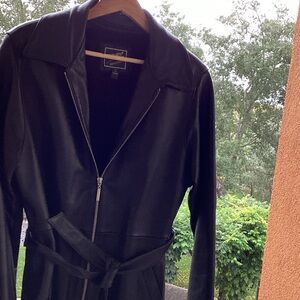 Leather Elegant Black Belted Jacket